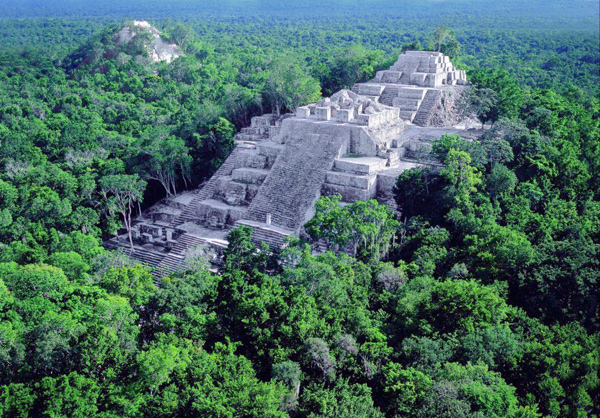Pyramide de Calakmul en plein coeur de la jungle a visiter lorsque l'on voyage en petit groupe au Mexique