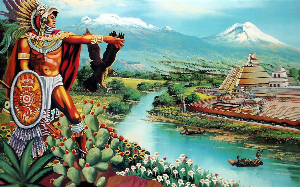 image de cuauhtemoc regardant tenochtitlan la capitale azteque