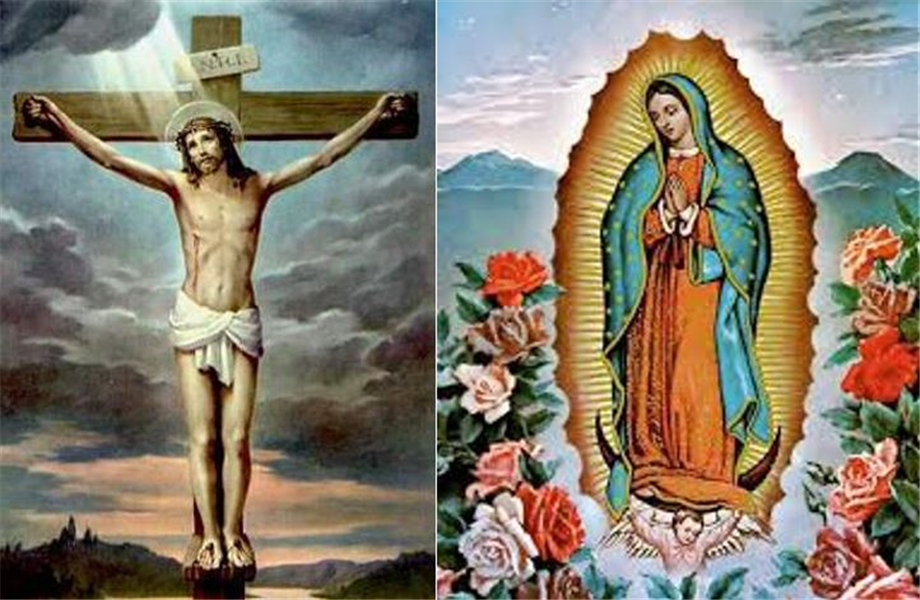 sacrifice du christ et vierge de guadalupe