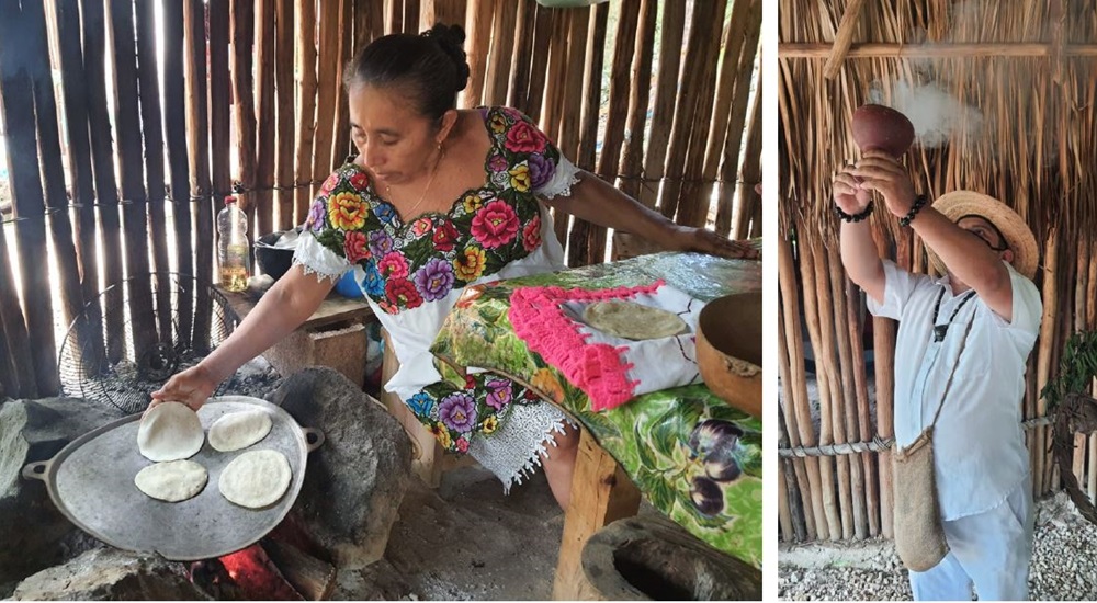repas famille maya lors du voyage en petit groupe au mexique