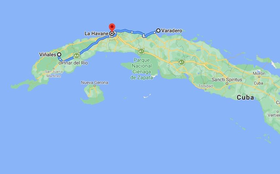 carte du voyage sur mesure a cuba de 10 jours